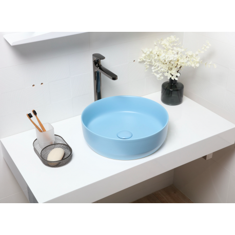 Swiss Aqua Technologies Vasque à poser Infinitio 39 x 39 x 12 cm sans trop-plein, bleu mat (SATINF3939LBLM)